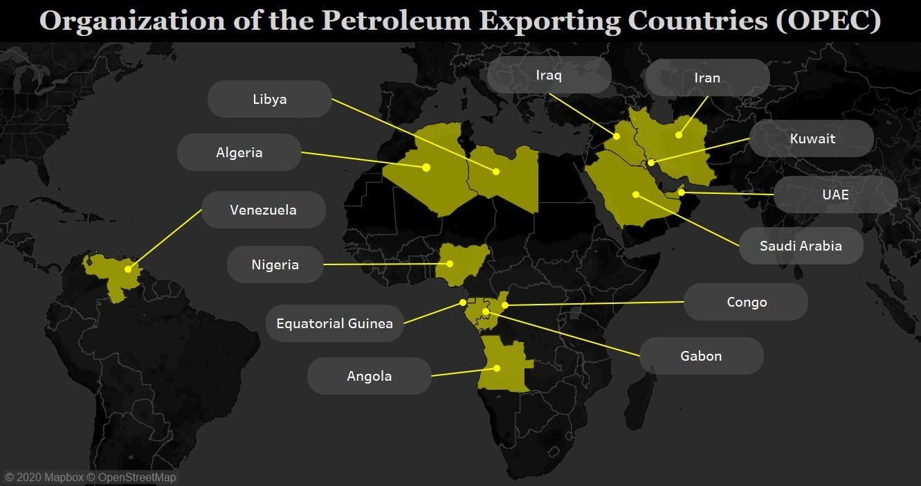 Организация стран экспортеров нефти страны. Страны ОПЕК. Страны входящие в ОПЕК на карте. Организация стран экспортёров нефти на карте.
